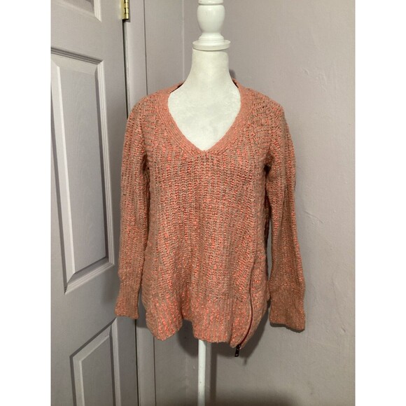 Moth Sweaters - Moth Pink Knit Chunky Knit Pullover Sweater Side Zipper M Wool Blend